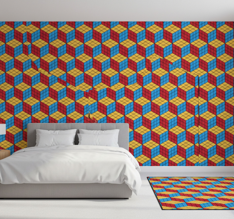 Bedroom wallpaper rubik's cube original design - TenStickers