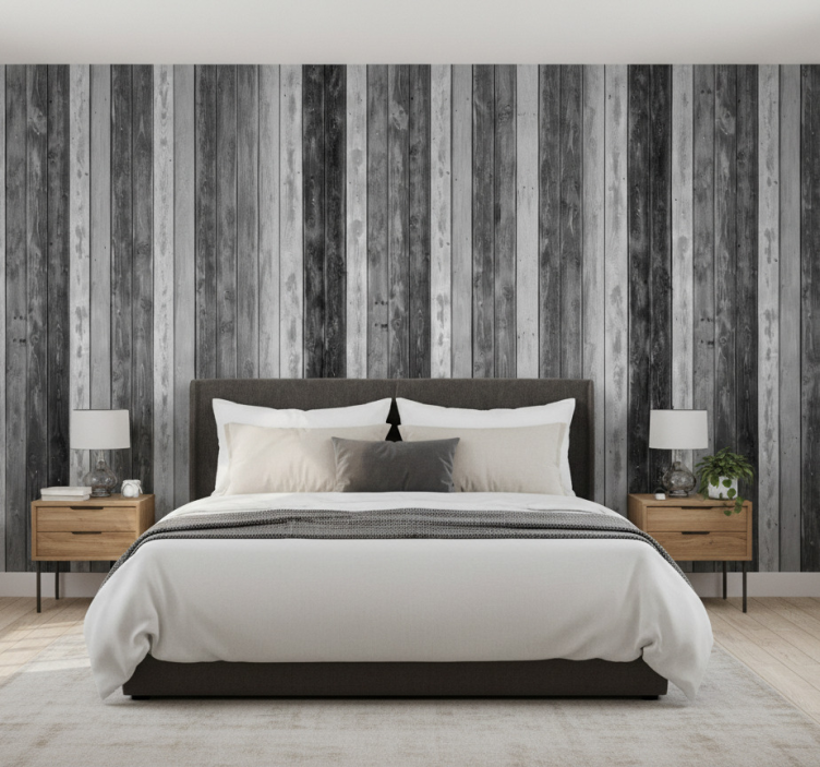 Bedroom wallpaper rustic wood panels - TenStickers
