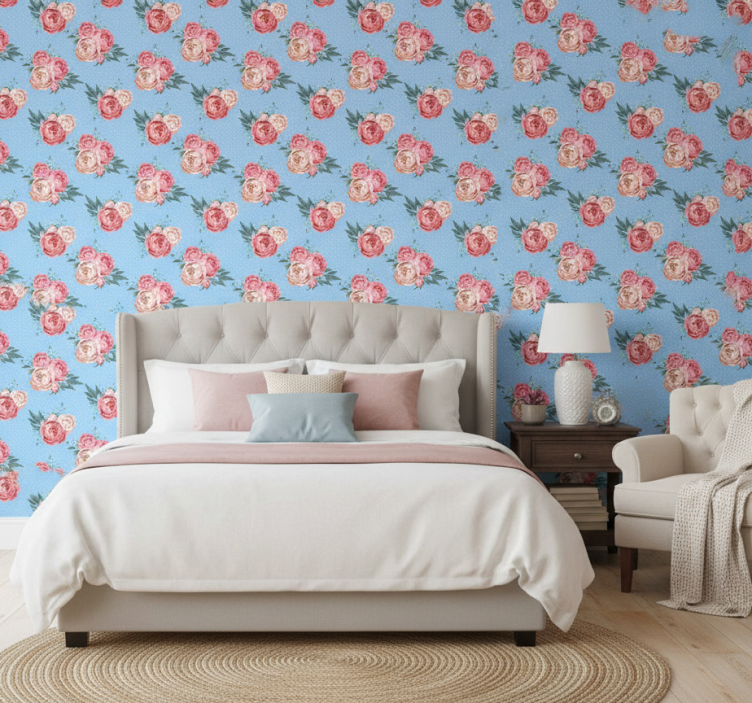 Bedroom wallpaper shabby chic polka dot design - TenStickers