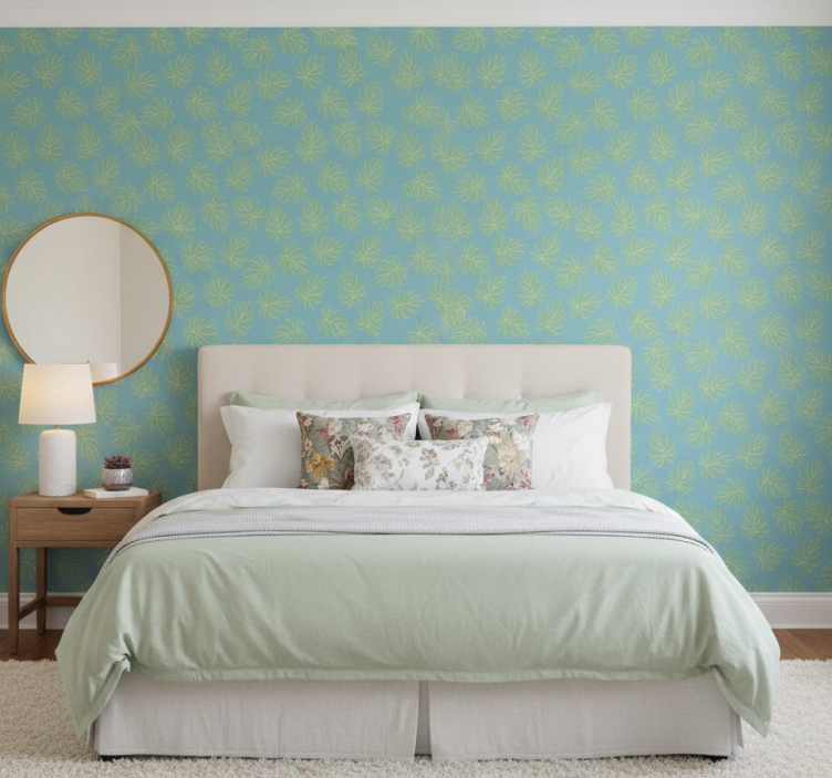 Bedroom wallpaper summertime green leaves design - TenStickers