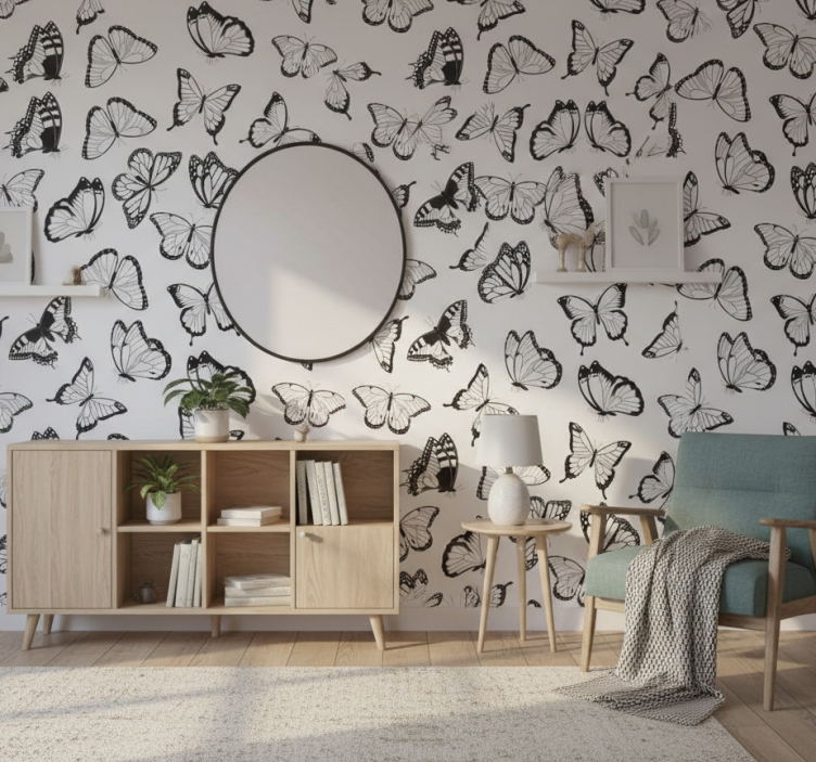 Bedroom wallpaper types of butterflies kallax - TenStickers