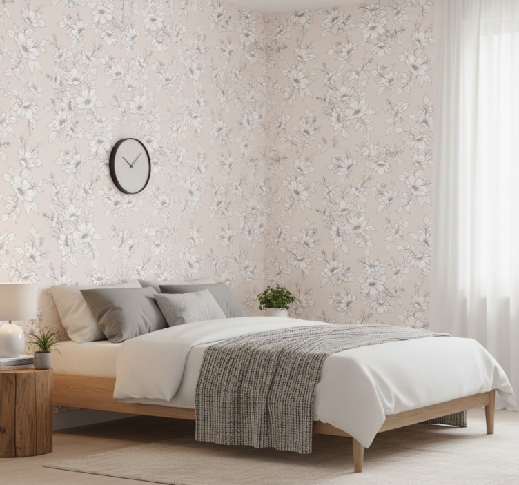 Bedroom wallpaper with a nordic wild elegant design - TenStickers