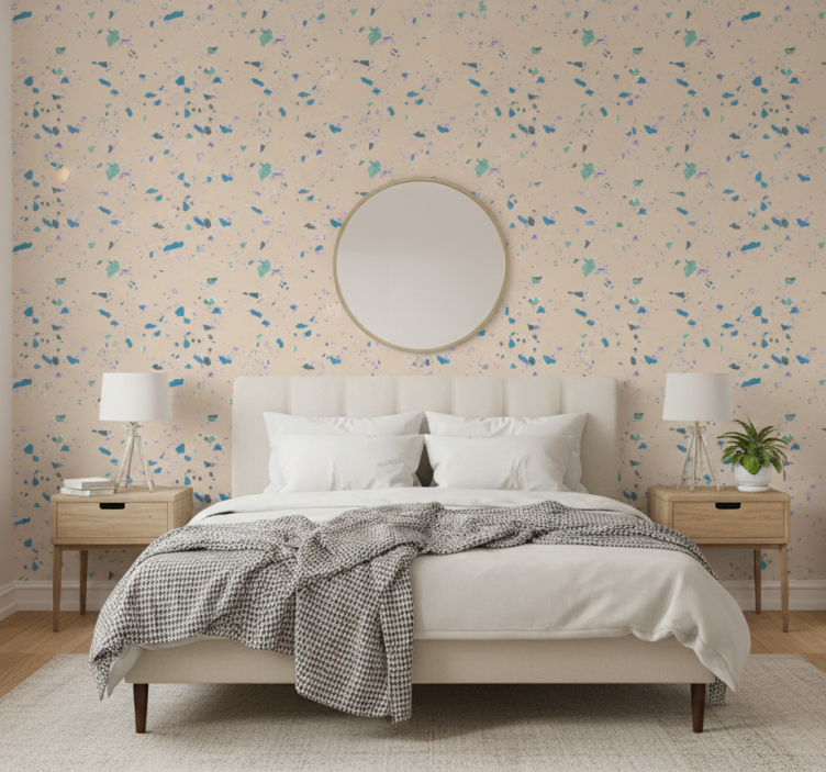 Bedroom wallpaper with abstract geometric design - TenStickers