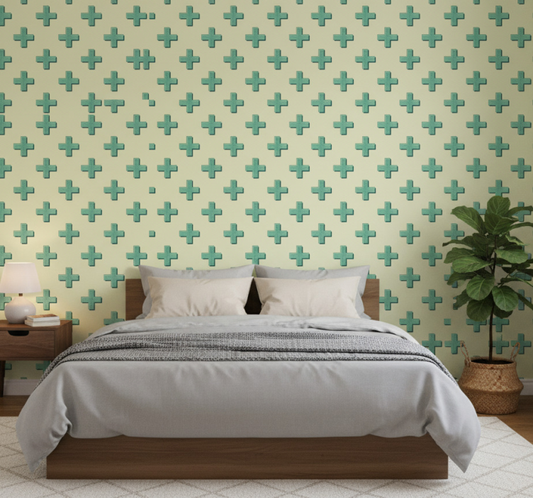 Bedroom wallpaper with colorful crosses - TenStickers