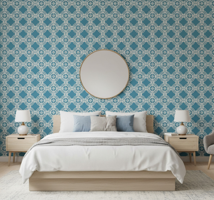 Bedroom wallpaper with intricate geometric design - TenStickers