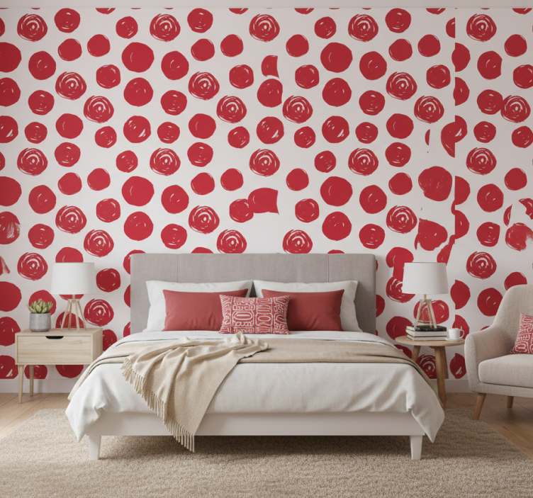 Bedroom wallpaper with large polka dot pattern - TenStickers