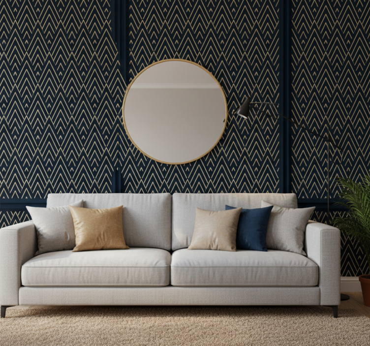 Bedroom wallpaper with luxurious paneling effect - TenStickers