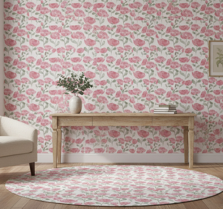 Bedroom wallpaper with natural vintage rose pattern - TenStickers