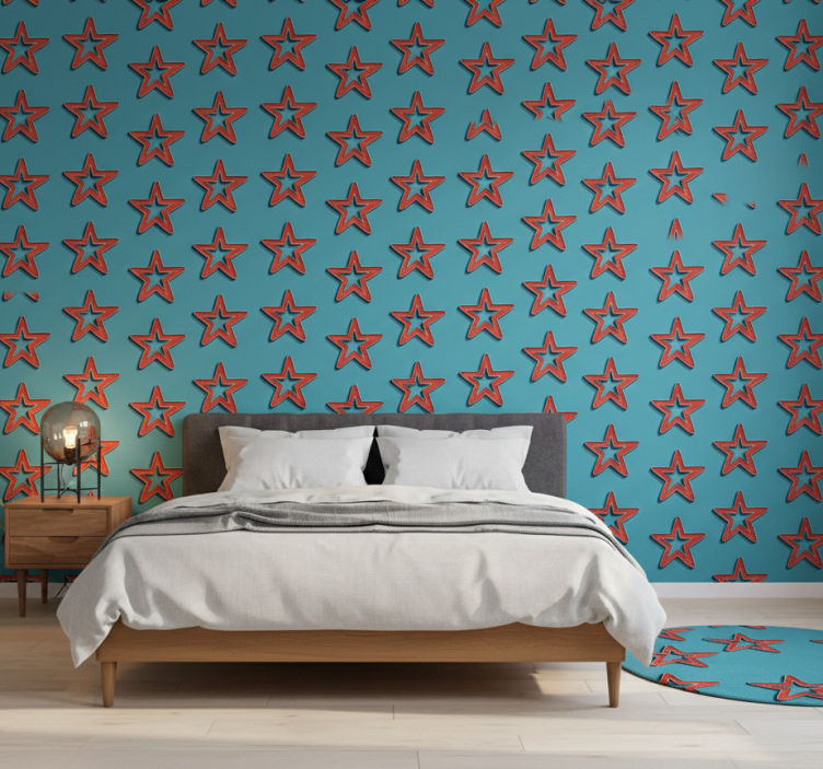 Bedroom wallpaper with retro stars abstract design - TenStickers
