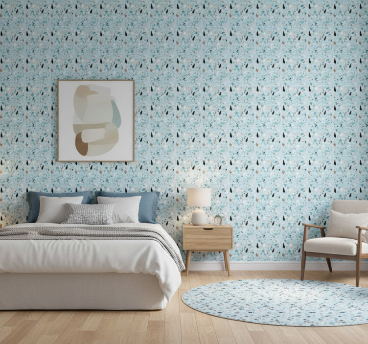 Bedroom wallpaper with terrazzo style design - TenStickers