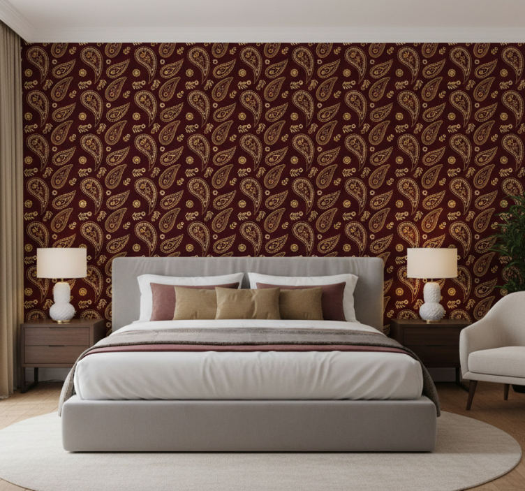 Bedroom wallpaper with traditional indian design - TenStickers