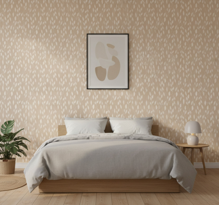 Bedroom wallpaper with white paint on brown - TenStickers