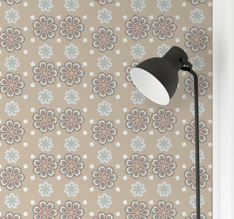 Beige elegant motif flower wallpaper - TenStickers
