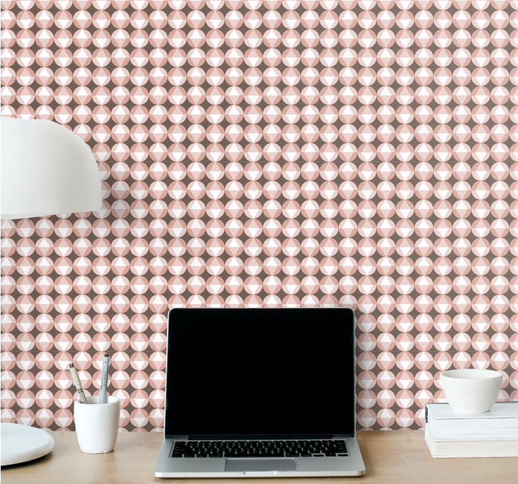 Beige patterned motif polka dot wallpaper - TenStickers
