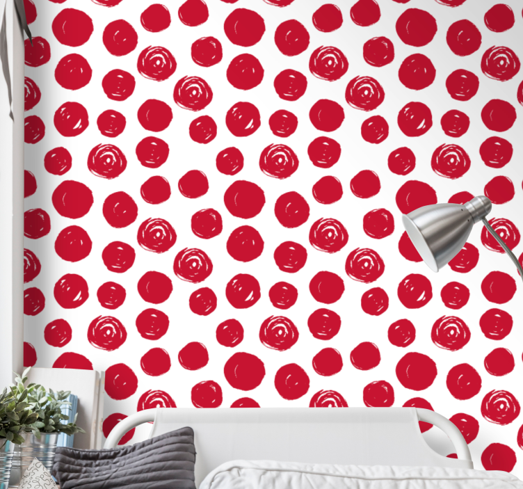 Big red polka dot pattern Childrens Wallpaper - TenStickers