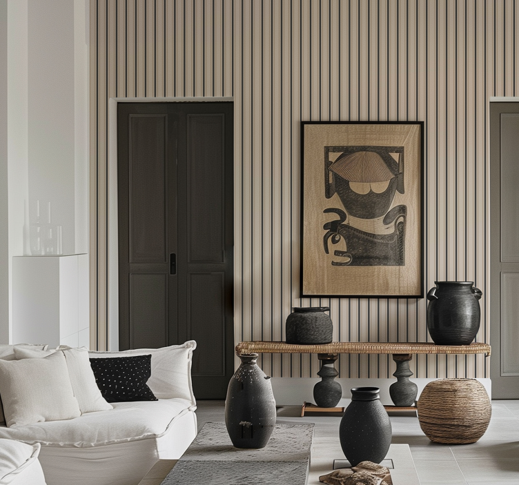Black and beige colours vertical stripe wallpaper - TenStickers