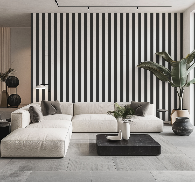 Black and white colours vertical stripe wallpaper - TenStickers