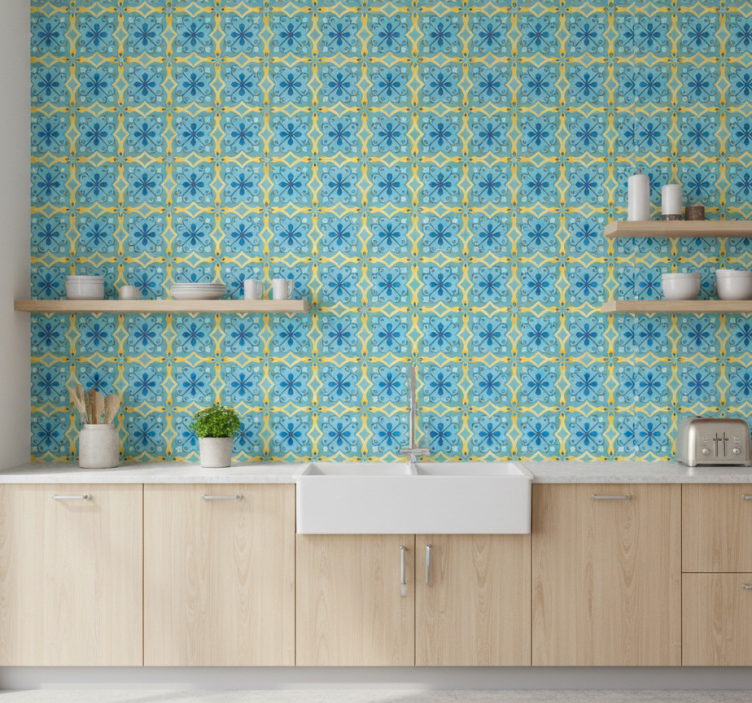 Blooming elements tile wallpaper - TenStickers