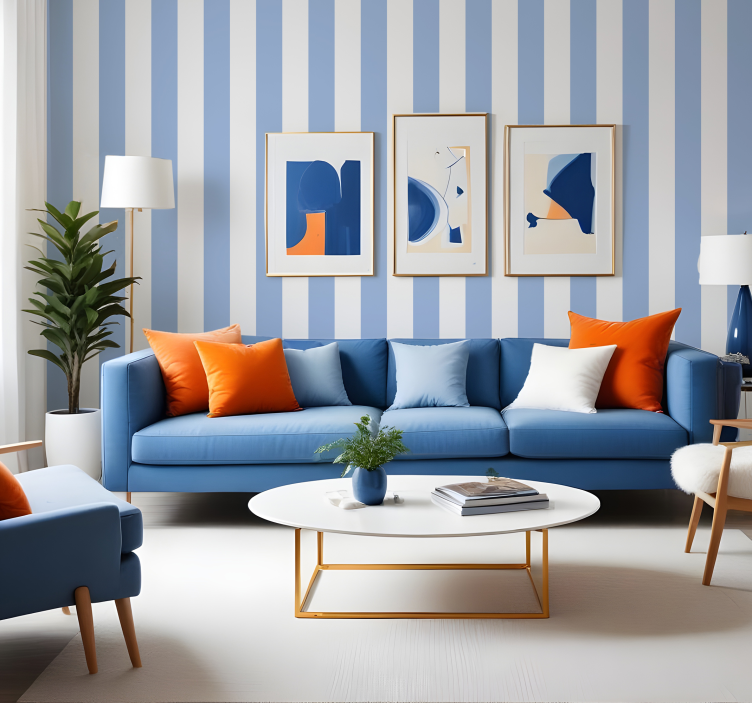 Blue and white shades vertical stripe wallpaper - TenStickers