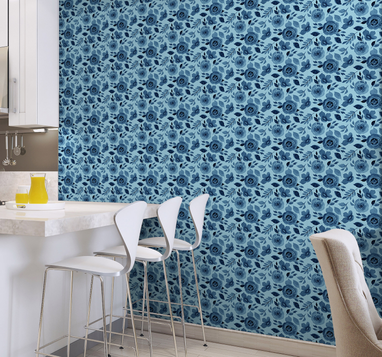Blue Floral Array flower wallpaper - TenStickers