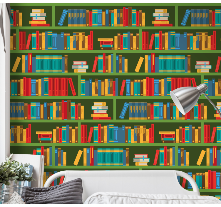 Bookshelf Illusion alphabet wallpaper - TenStickers