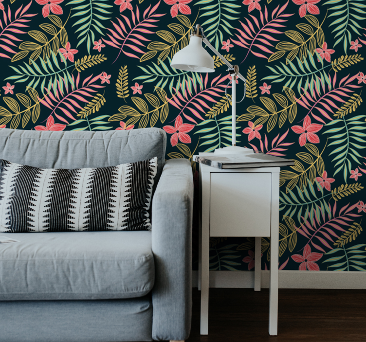 Botanical Patterns leaf wallpaper - TenStickers