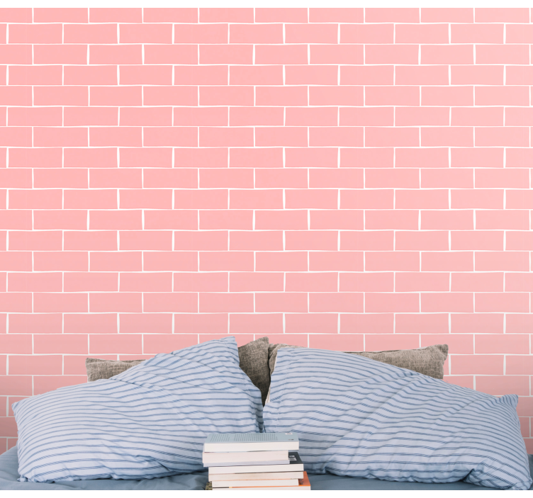 Brick wallpaper in pink brick pattern - TenStickers