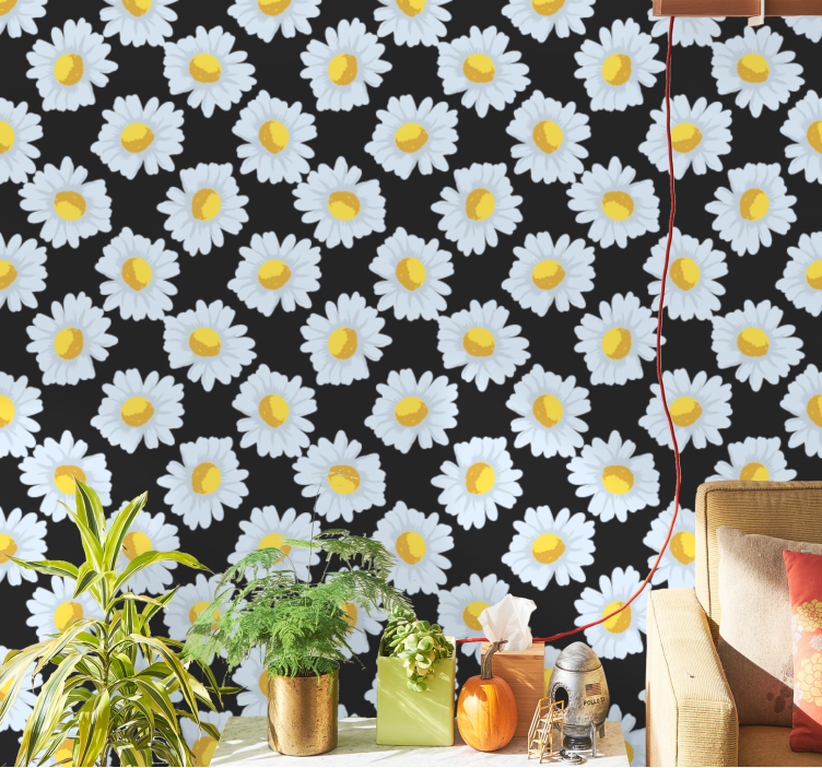 Black daisy blooms flower wallpaper - TenStickers