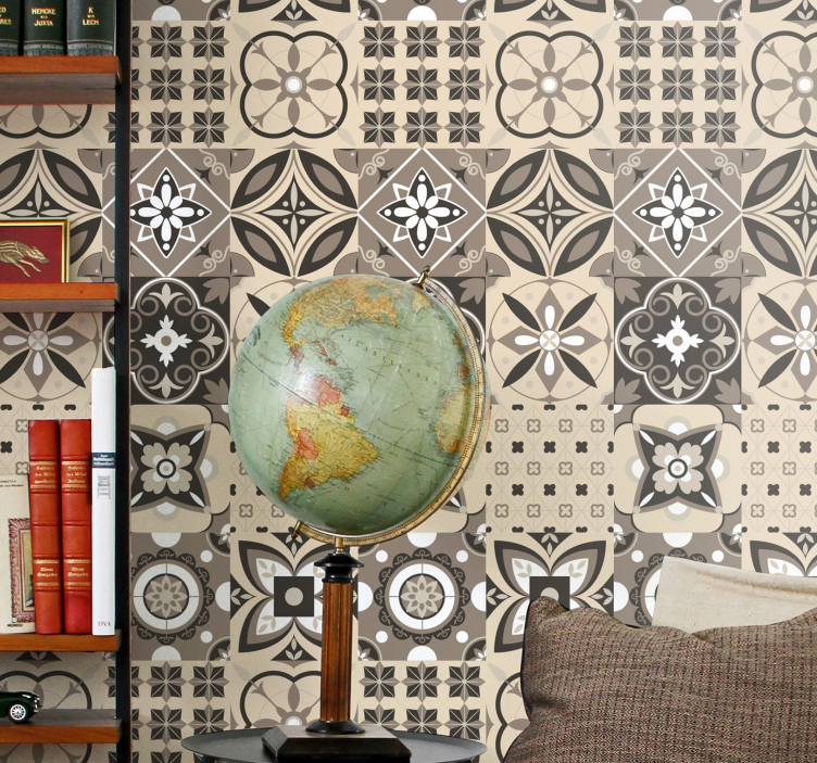 Brown classic tiles textured wallpaper - TenStickers