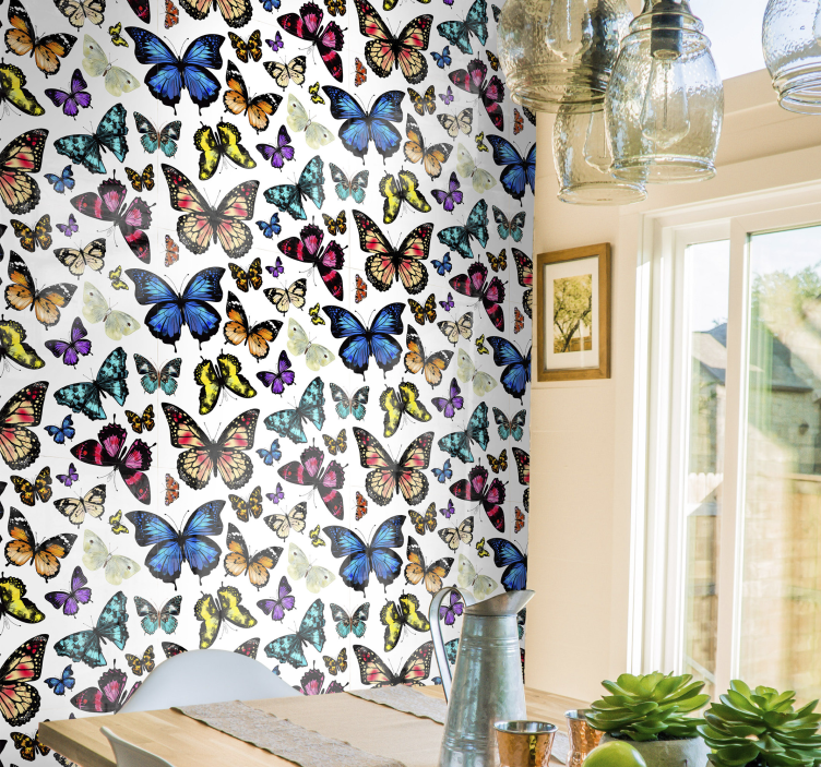Butterfly wallpaper in vibrant flying design - TenStickers