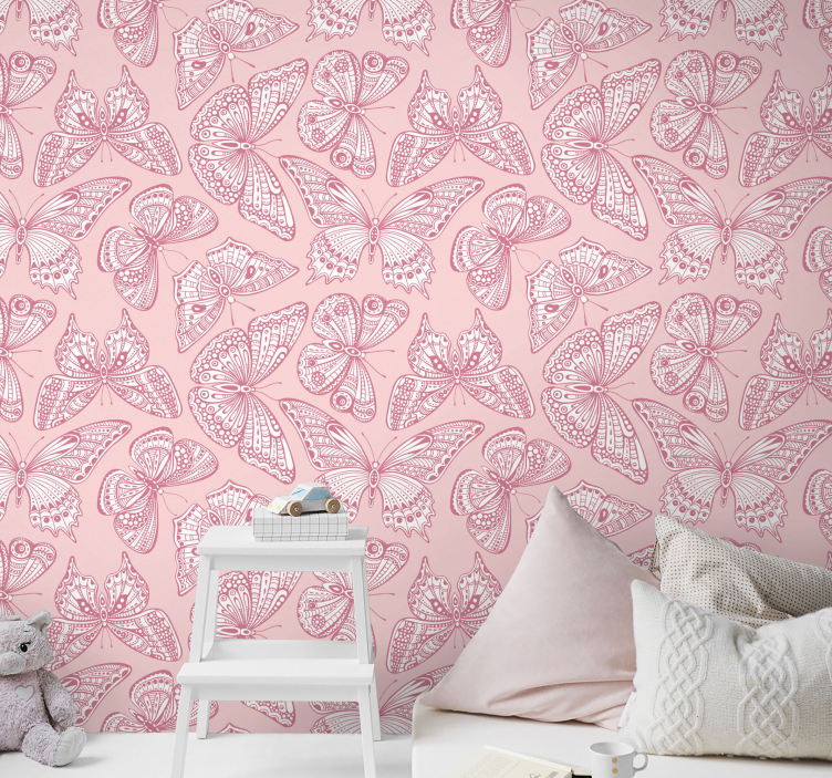 Butterfly wallpaper with intricate butterfly design - TenStickers