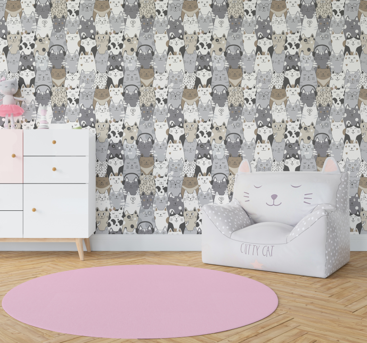 Cartoon cats pattern kids wall mural - TenStickers