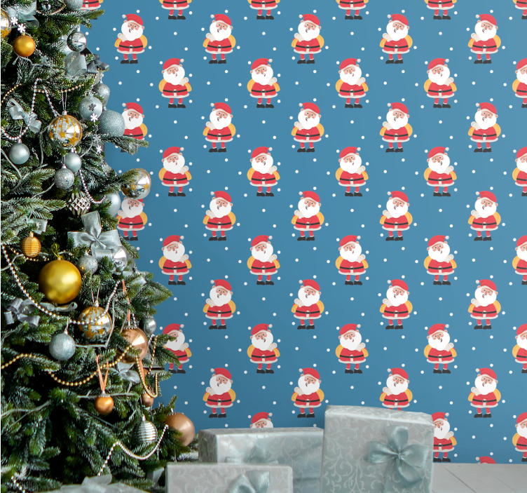 Cartoon Santa Claus spotted Christmas wallpaper - TenStickers