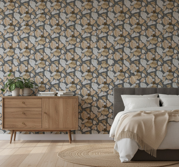 Cement terrazzo pattern bedroom wallpaper - TenStickers