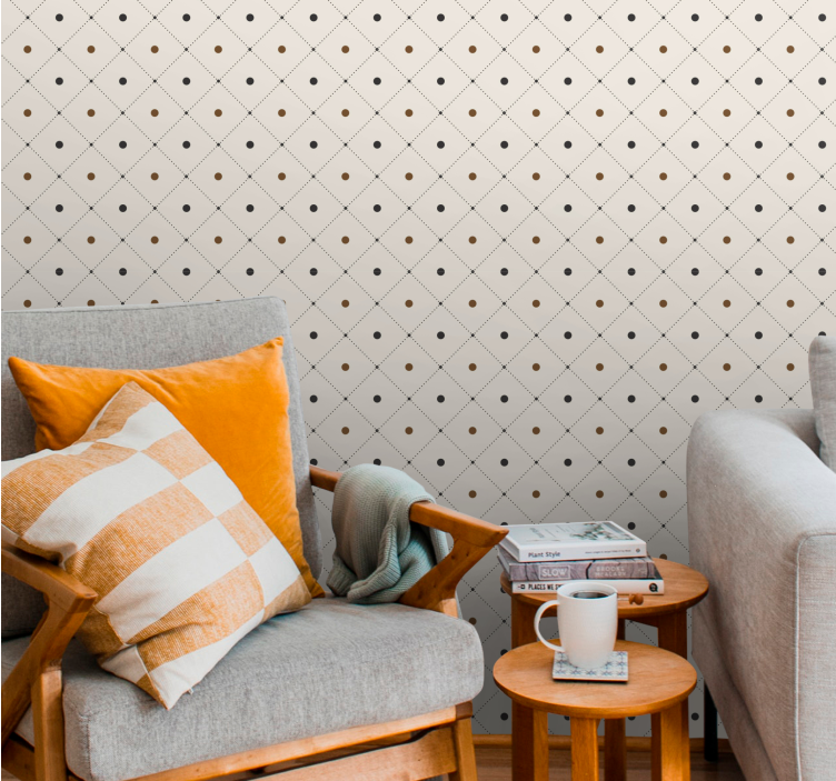 Elegant squared motif polka dot wallpaper - TenStickers