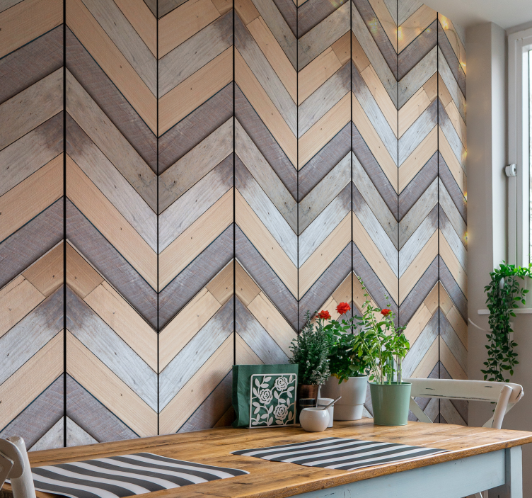 Chevron Wood Pattern geometric wallpaper - TenStickers
