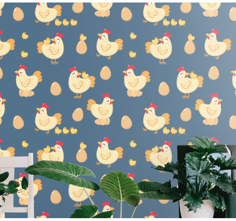 Chickens Pattern animal wallpaper - TenStickers