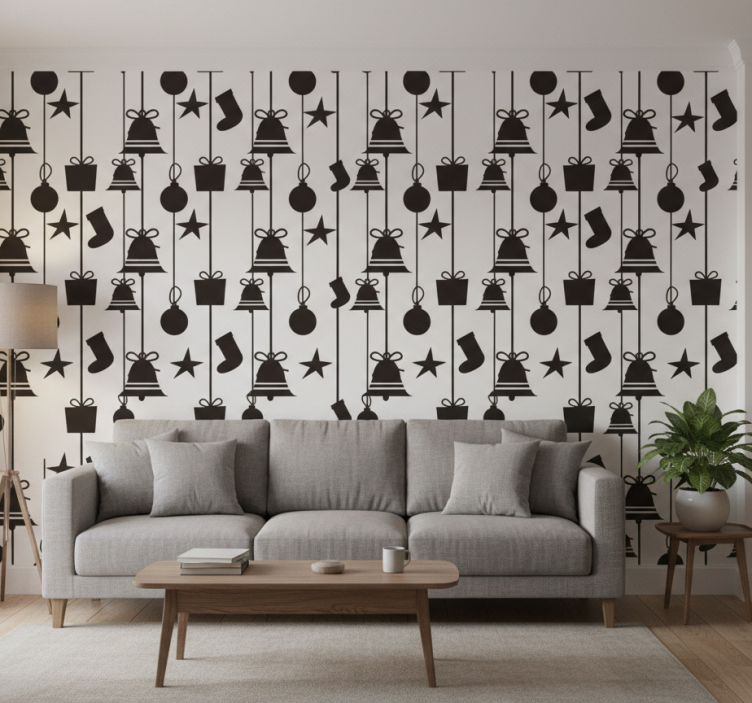 Christmas wallpaper black socks - TenStickers