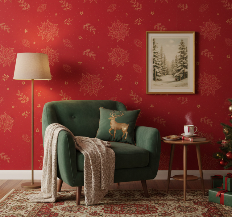 Christmas wallpaper christmas design with vintage flowers - TenStickers