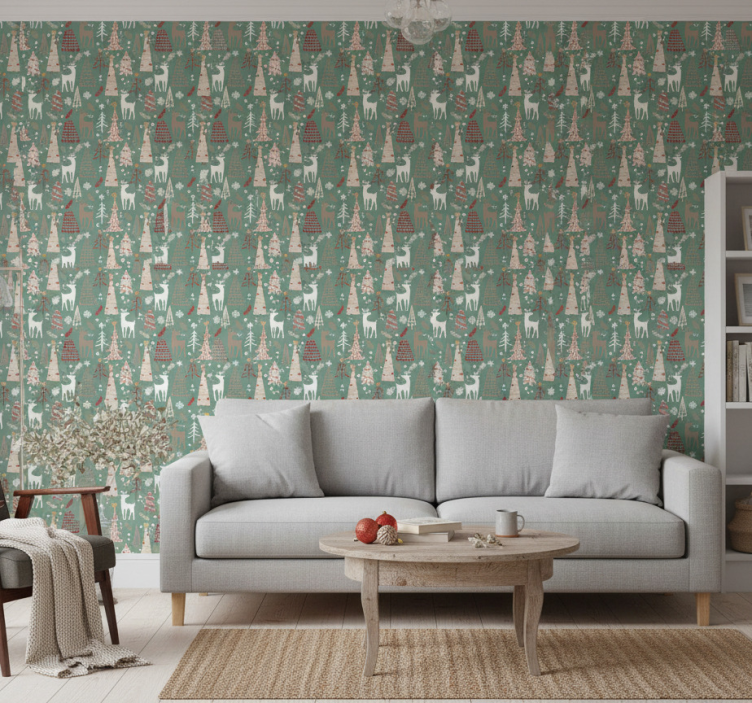 Christmas wallpaper christmas forest design - TenStickers