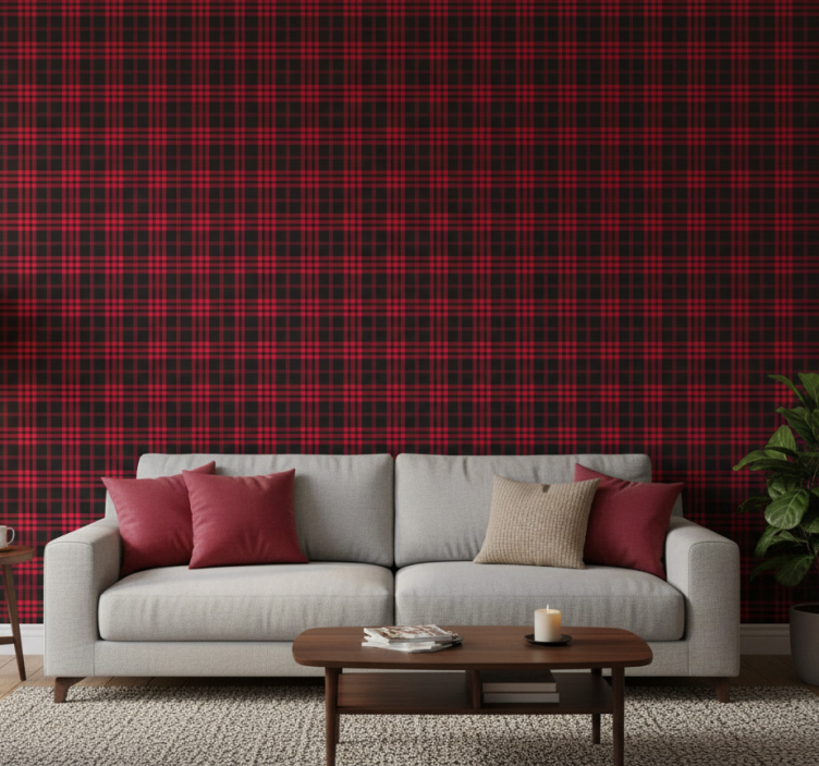 Christmas wallpaper in christmas tartan pattern - TenStickers