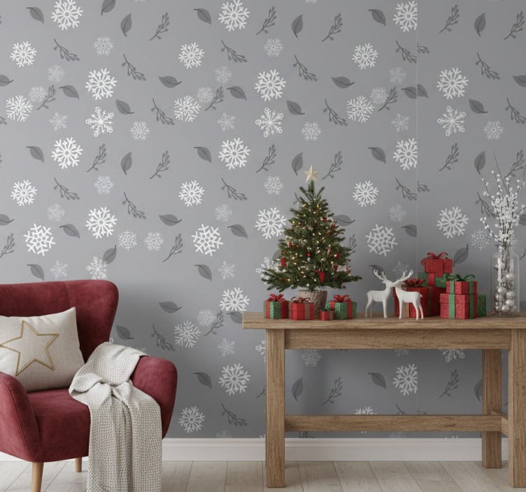 Christmas wallpaper seasonal flurry design - TenStickers