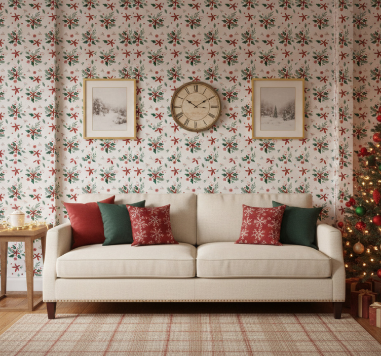Christmas wallpaper with beautiful holiday design - TenStickers