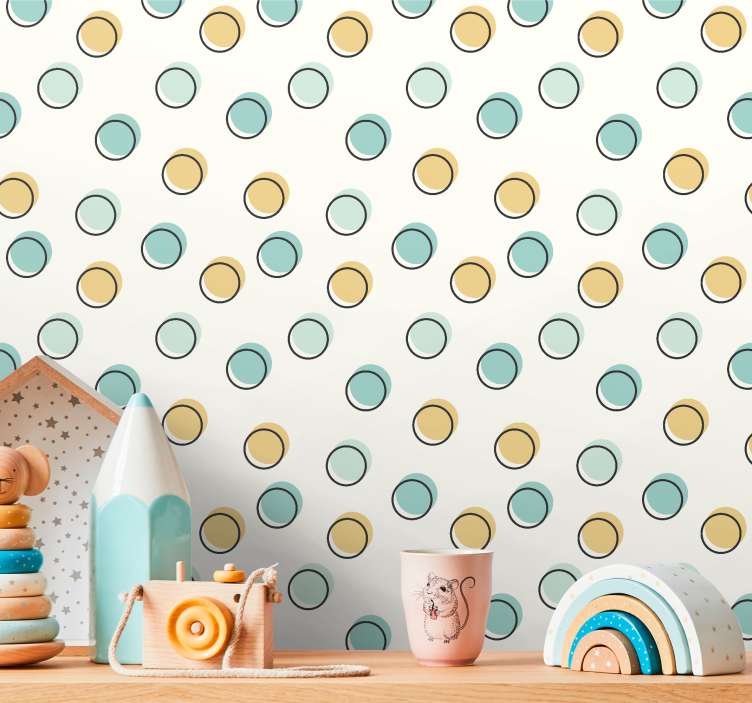 Circular Motif polka dot wallpaper - TenStickers