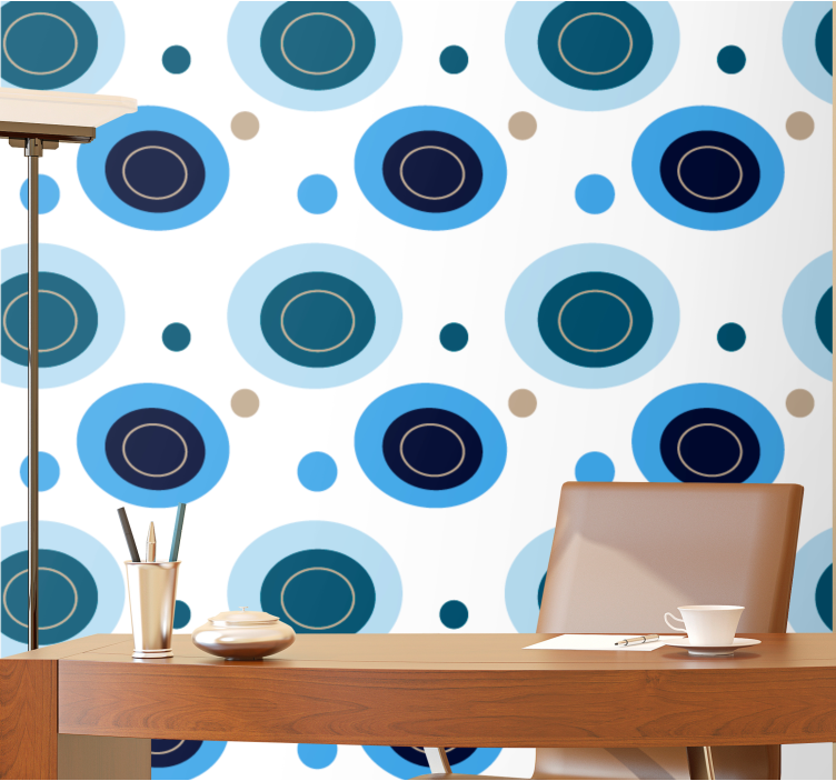 Circular abstract motifs polka dot wallpaper - TenStickers