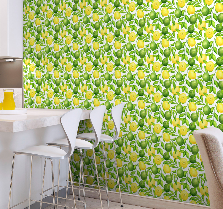 Citrus Fruit Pattern kitchen wallpaper - TenStickers