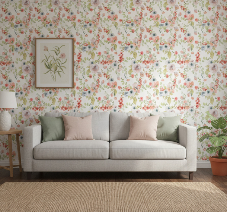 Classic wallpaper floral branches design - TenStickers