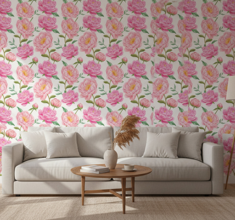 Classic wallpaper pink blossom - TenStickers