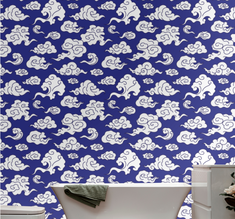 Cloudy Motif Pattern new york wallpaper - TenStickers