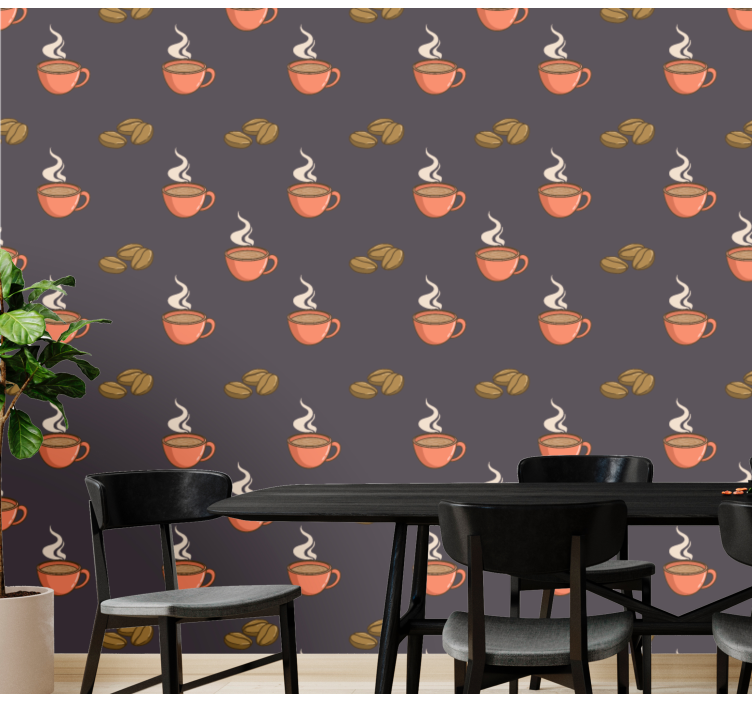 Coffeetime Pattern personalized wallpaper - TenStickers